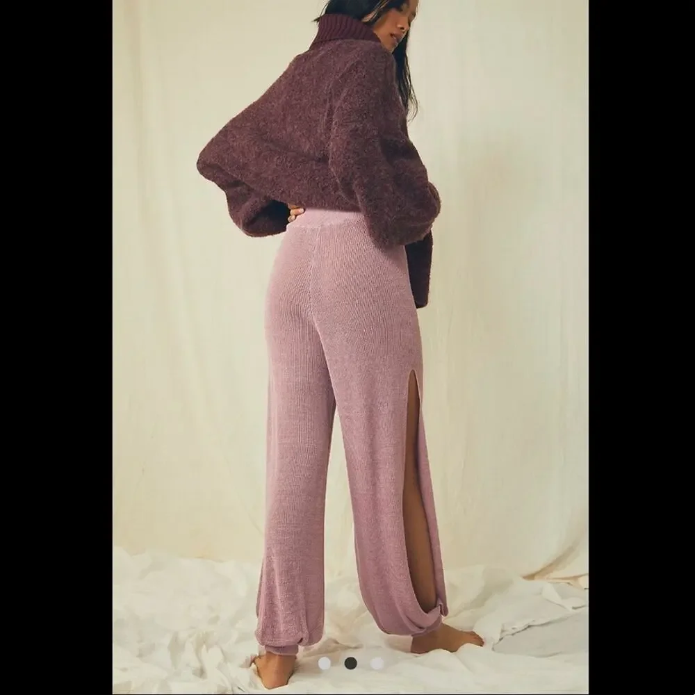 FREE PEOPLE RARE! Split Open Side Leg Ankle Wide Leg Knit Pants Size XS